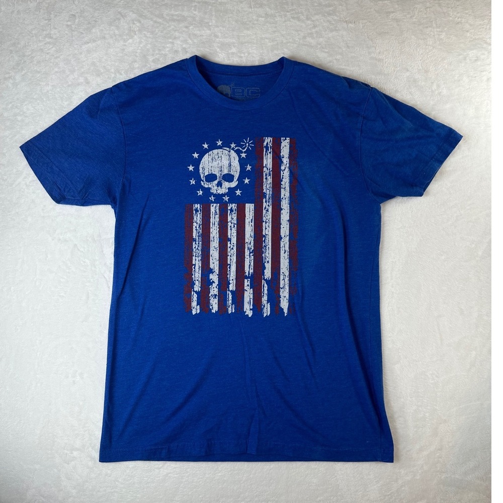 Black Rifle Coffee Company Mens Blue Skull Bomb American Flag Graphic T-Shirt M